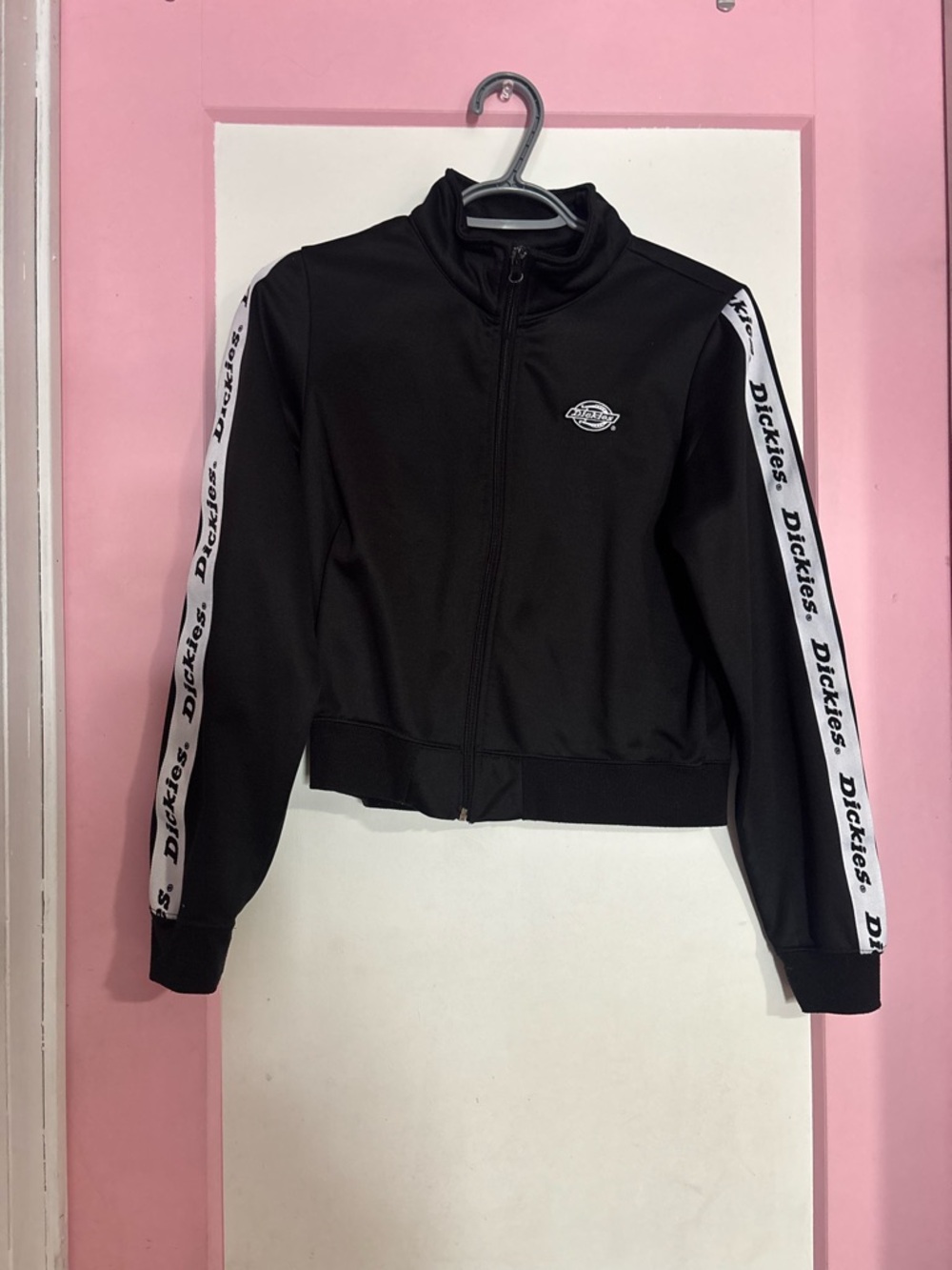 Dickies Black Zip-Up Track Jacket with White Logo Tape